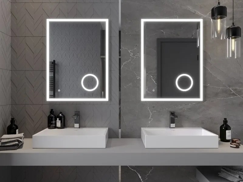 Mexen Kala verlichte badkamer spiegel met make-up spiegeltje 60 x 80 cm, LED 6000K, anti-condens - 9820-060-080-611-00