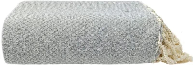 Plaid of grand foulard grijs katoen ingeweven ruit