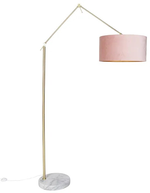 Moderne vloerlamp goud velours kap roze 50 cm - Editor