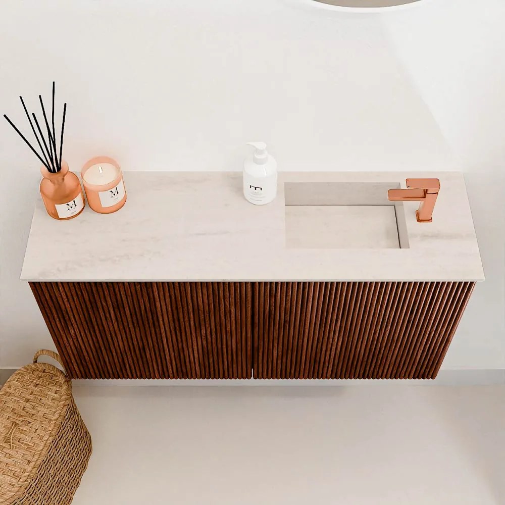 Mondiaz Joya DLux 80cm toiletmeubel ruby met wastafel faye rechts 1 kraangat meli