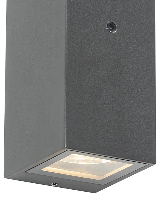 Buitenlamp met schemerschakelaar / dag-nacht sensor met bewegingsmelder Wandlamp met schemerschakelaar / dag-nacht sensor met bewegingsmelder grijs 2-lichts IP44 met licht-donker sensor - Baleno Modern GU10 IP44 Buitenverlichting