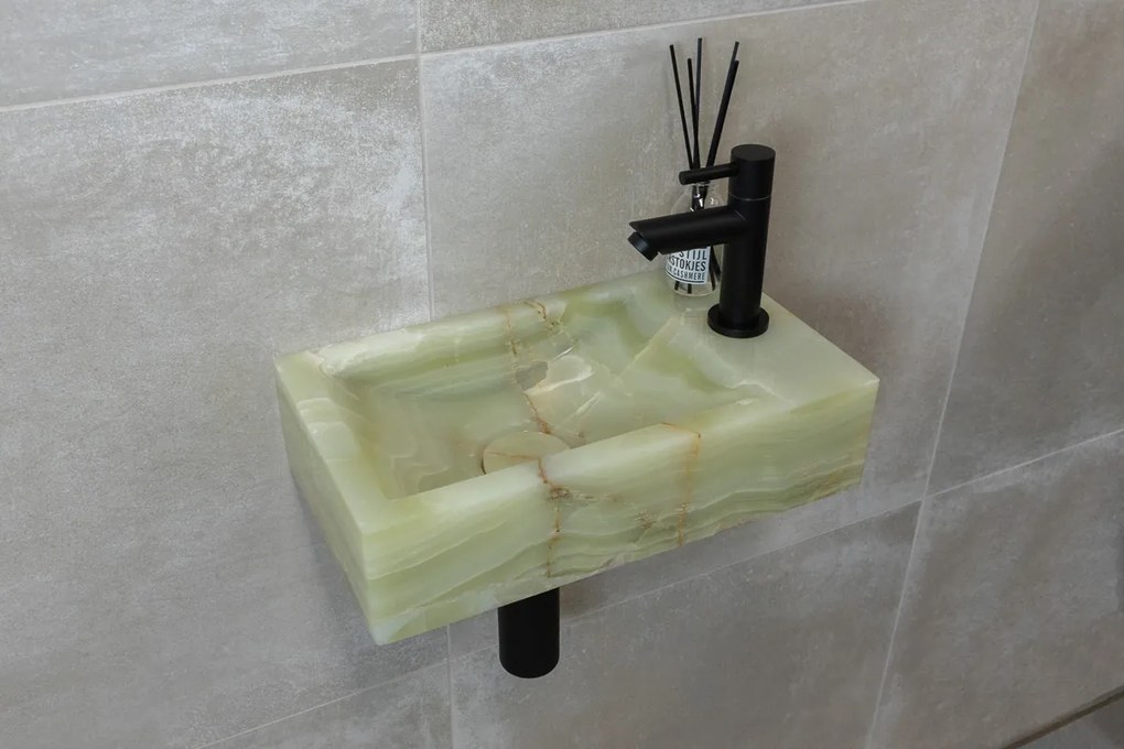 Saniclear Green Onyx fonteinset met rechte kraan in mat zwart