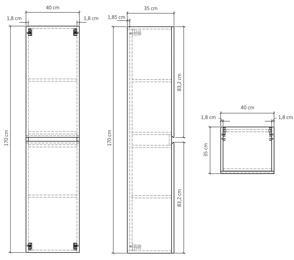 Differnz Sofi hoge  kast 170cm l/r eiken