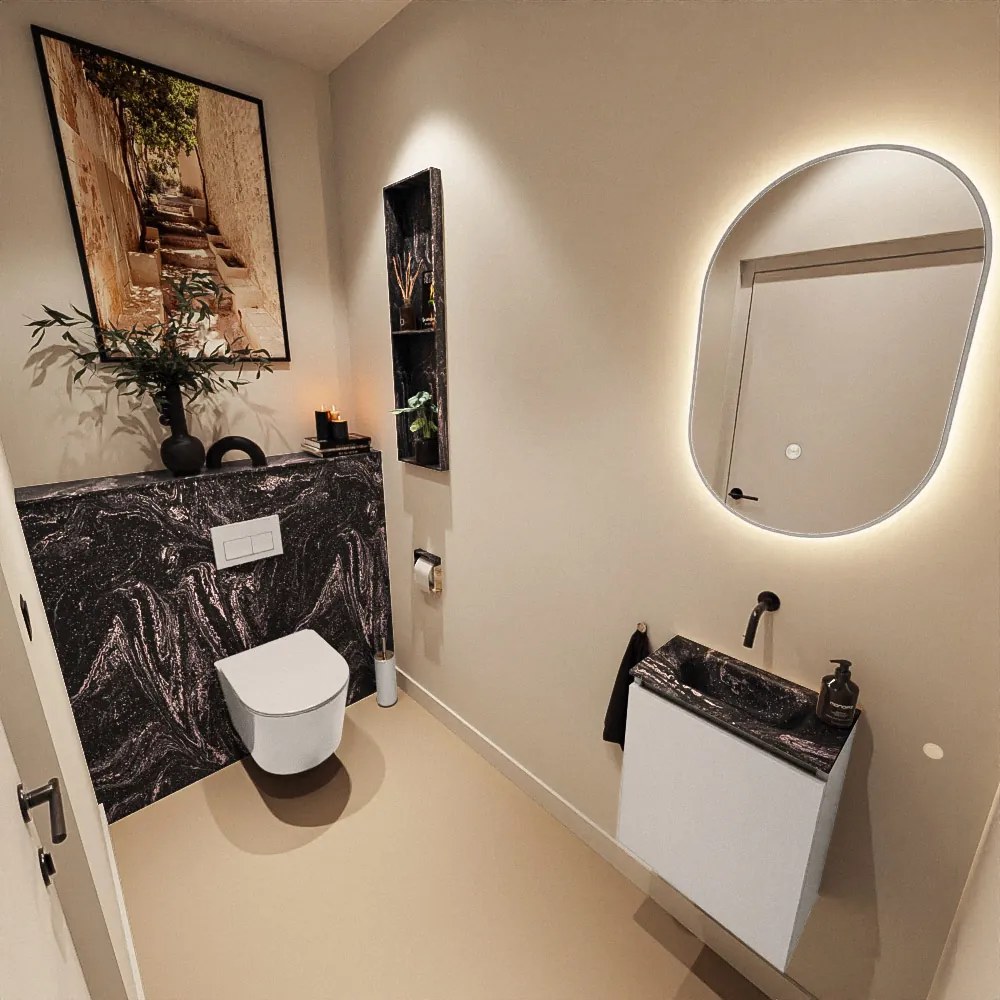 Mondiaz Ture DLux toiletmeubel 40cm linen met wastafel lava midden zonder kraangat