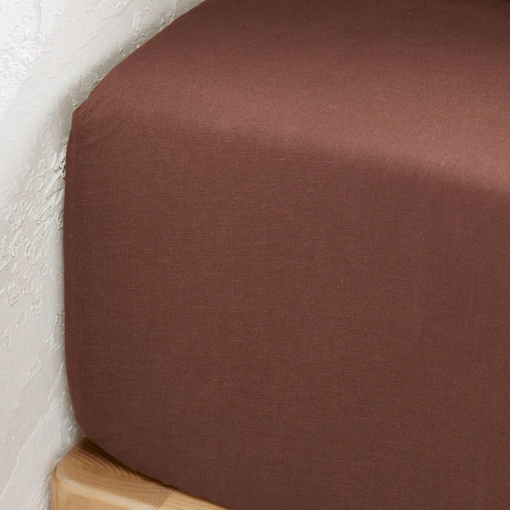 Hoeslaken in gewassen linnen, omslag 35 cm, Linot