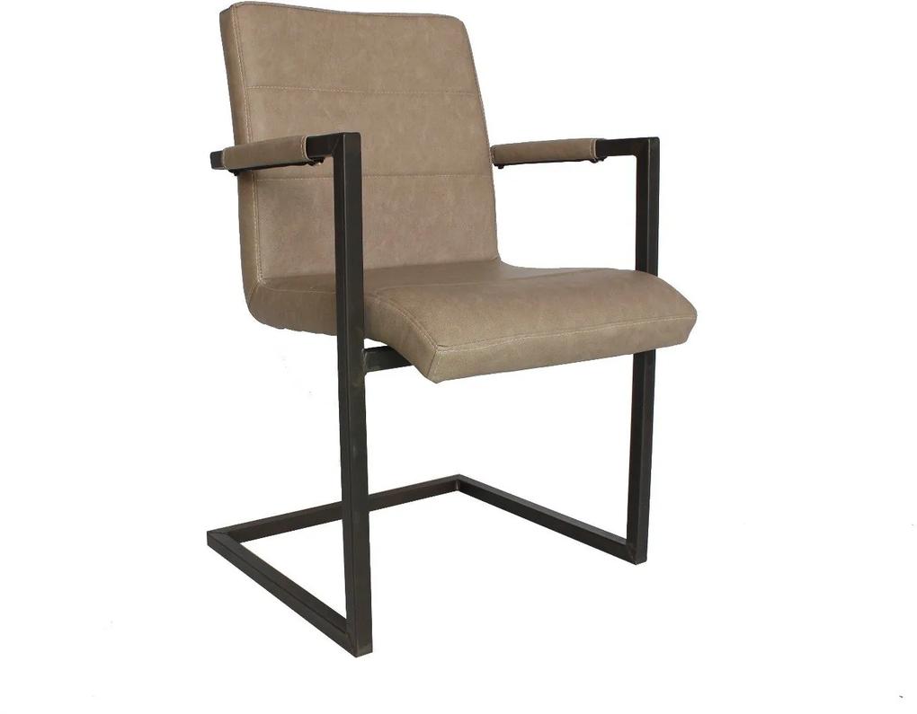Viverne | Eetkamerstoel San Remo breedte 55 cm x diepte 61 cm x hoogte 85 cm vintage grijs eetkamerstoelen kunstleer (imitatieleer), metaal meubels stoelen & fauteuils
