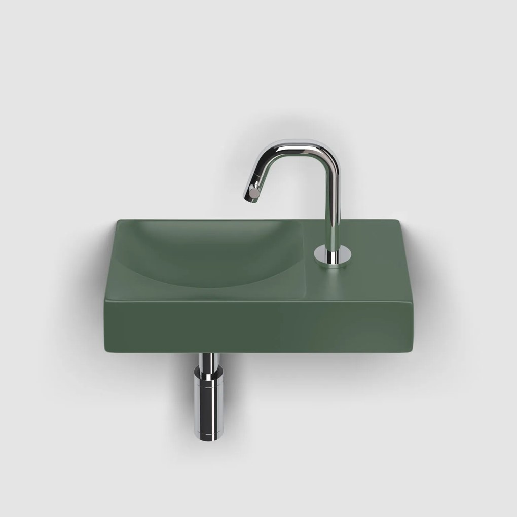 Clou Vale keramische fontein 38cm met kraangat rechts groen mat