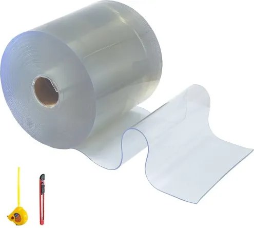 PVC Plastic Door Curtain 82'x11.8"x0.12" Isolating Effect supermarkets transparent