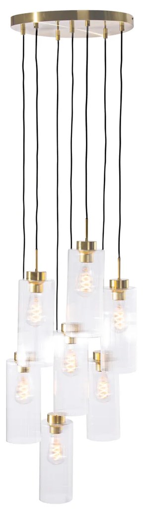 Art Deco hanglamp goud met glas 7-lichts - Laura