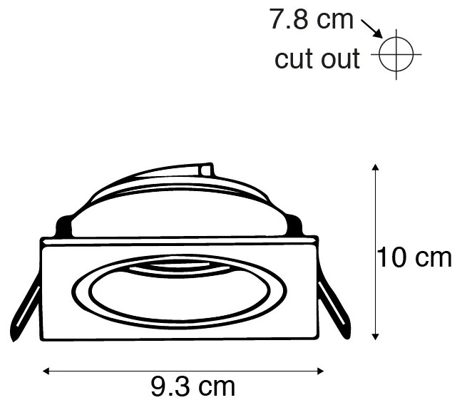 Set van 6 Inbouwspot vierkant aluminium draai- en kantelbaar - Chuck GU10 Binnenverlichting Lamp