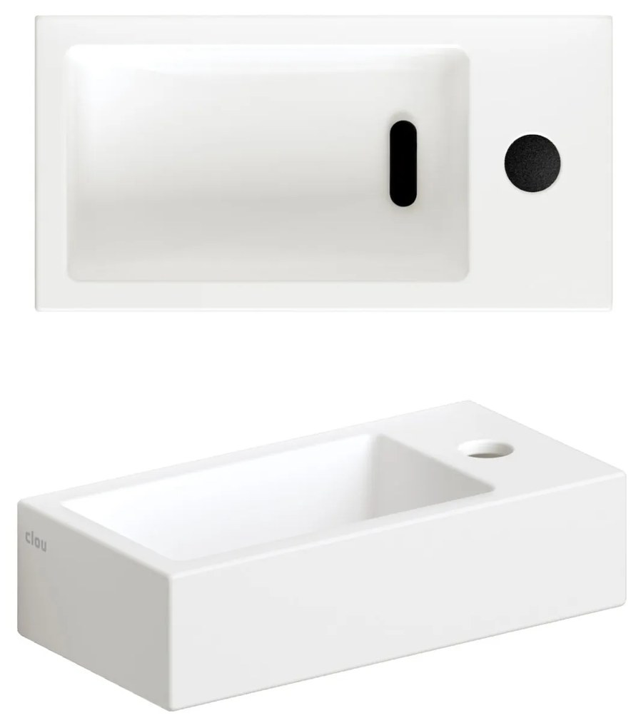 Clou Flush 3 keramische fontein 36cm met kraangat rechts wit mat