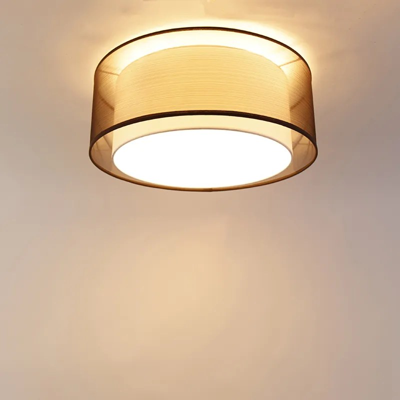 Moderne plafonnière bruin met wit 50 cm 3-lichts - Drum Duo