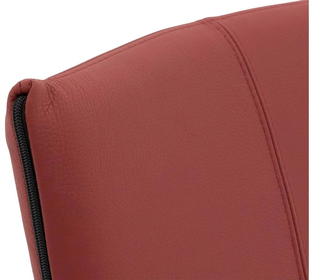 Goossens Eetkamerstoel Funk RVS Poten rood leer leuning en Transparant skater wiel met rvs kapmet wielen, modern design