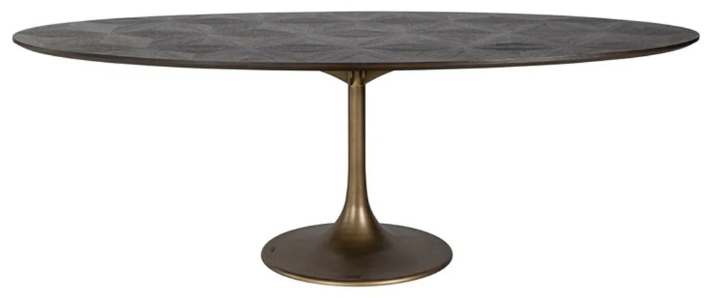 Richmond Interiors Luxor Ovale Eettafel Met Gouden Trompet Voet - 230 X 110cm.