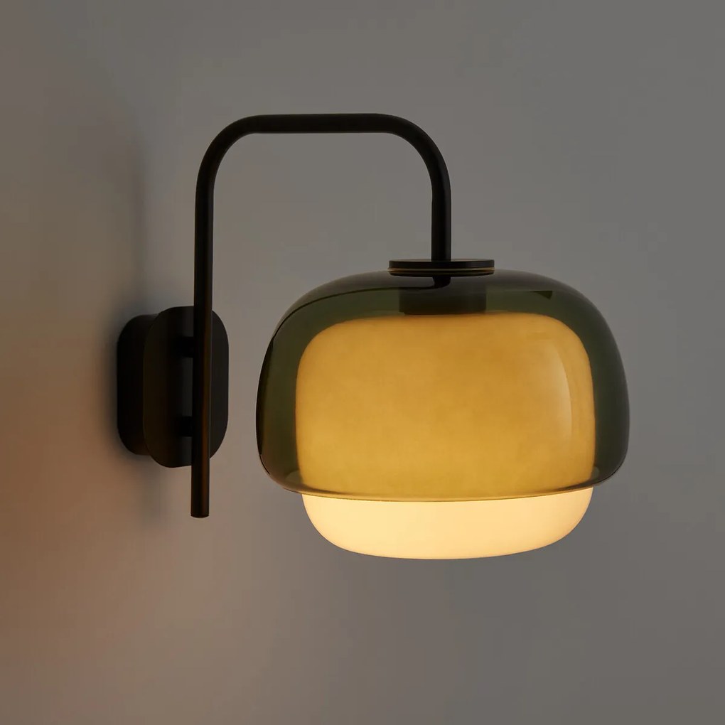 Wandlamp in gekleurd glas en metaal, Kinoko