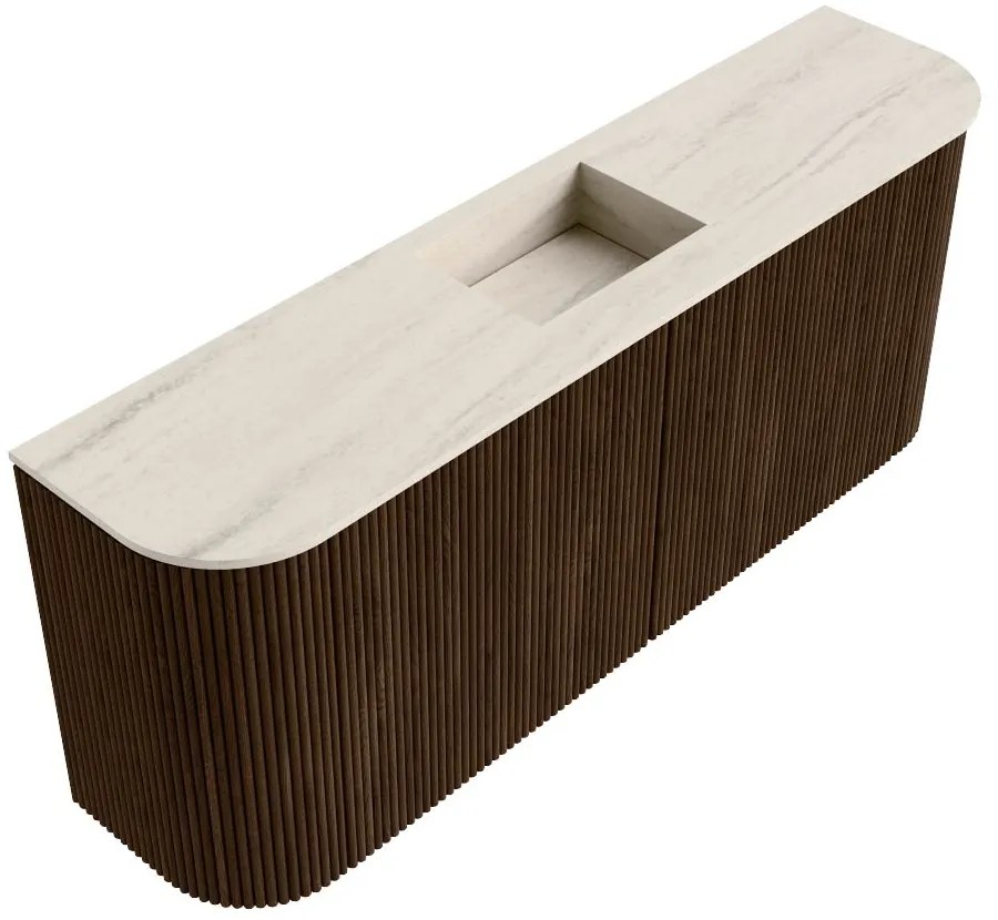 Mondiaz Joya DLux 105cm toiletmeubel ronding links/rechts walnut met wastafel faye midden zonder kraangat meli