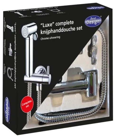 Best Design knijp handdouche set inclusief opsteek en slang chroom