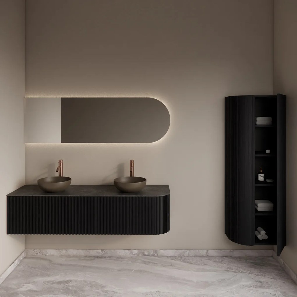 Gliss Design Alluro kolomkast 160cm met ronding links black veneer
