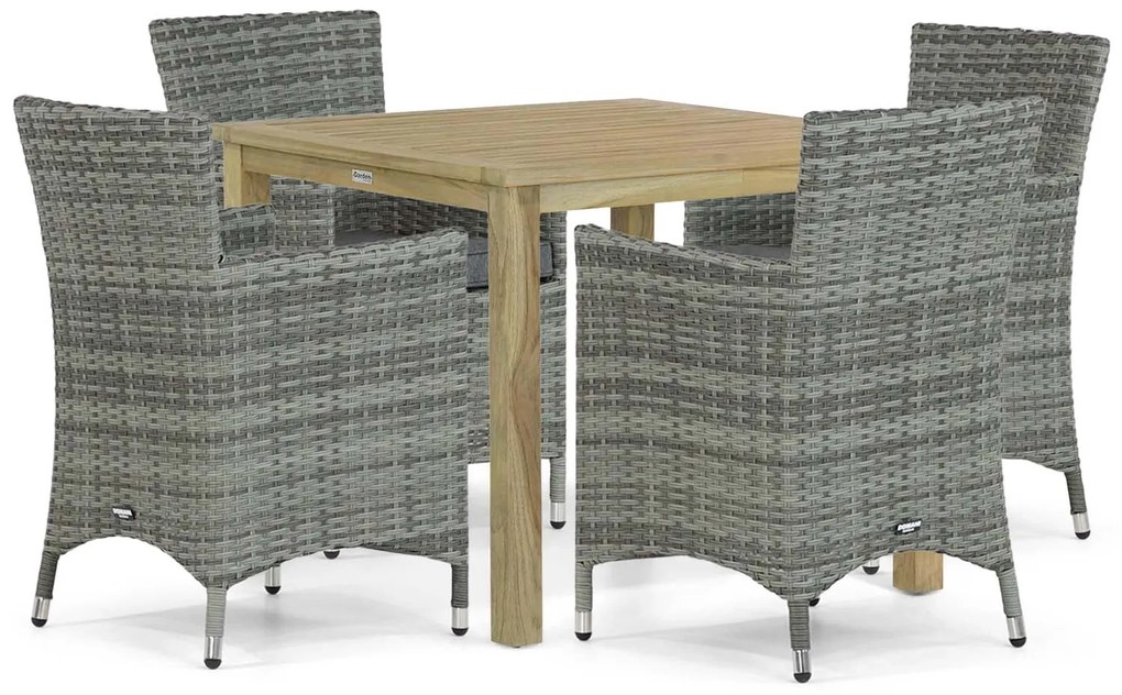 Tuinset 4 personen 90 cm Wicker Grijs Domani Furniture Miami/Weston