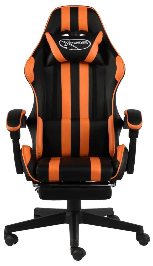vidaXL Racestoel met voetensteun kunstleer zwart en oranje