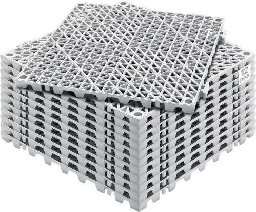VEVOR in elkaar grijpende tegels 12 stuks vloertegels drainage vloertegels vloertegels 30 x 30 cm vierkante vloertegels voor buiten patio pvc vloertegels badkamer zwembad toilet grijs