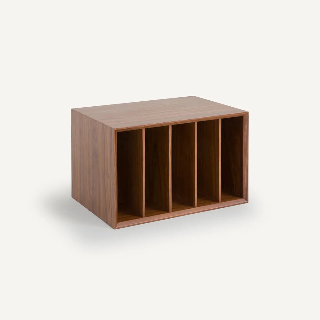 Kast voor vinylplaten in notenhoutfineer B60xD42 cm Archivita XL