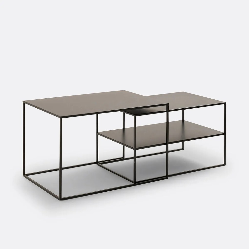 Set van 2 nesting salontafels in staal, Miva