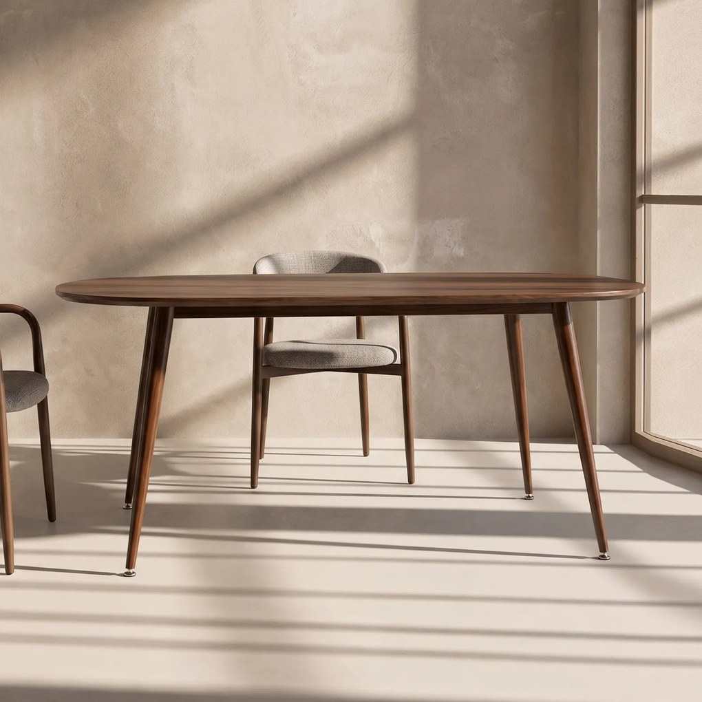 Ovale Minimalistische Houten Eettafel - 180 X 90cm.
