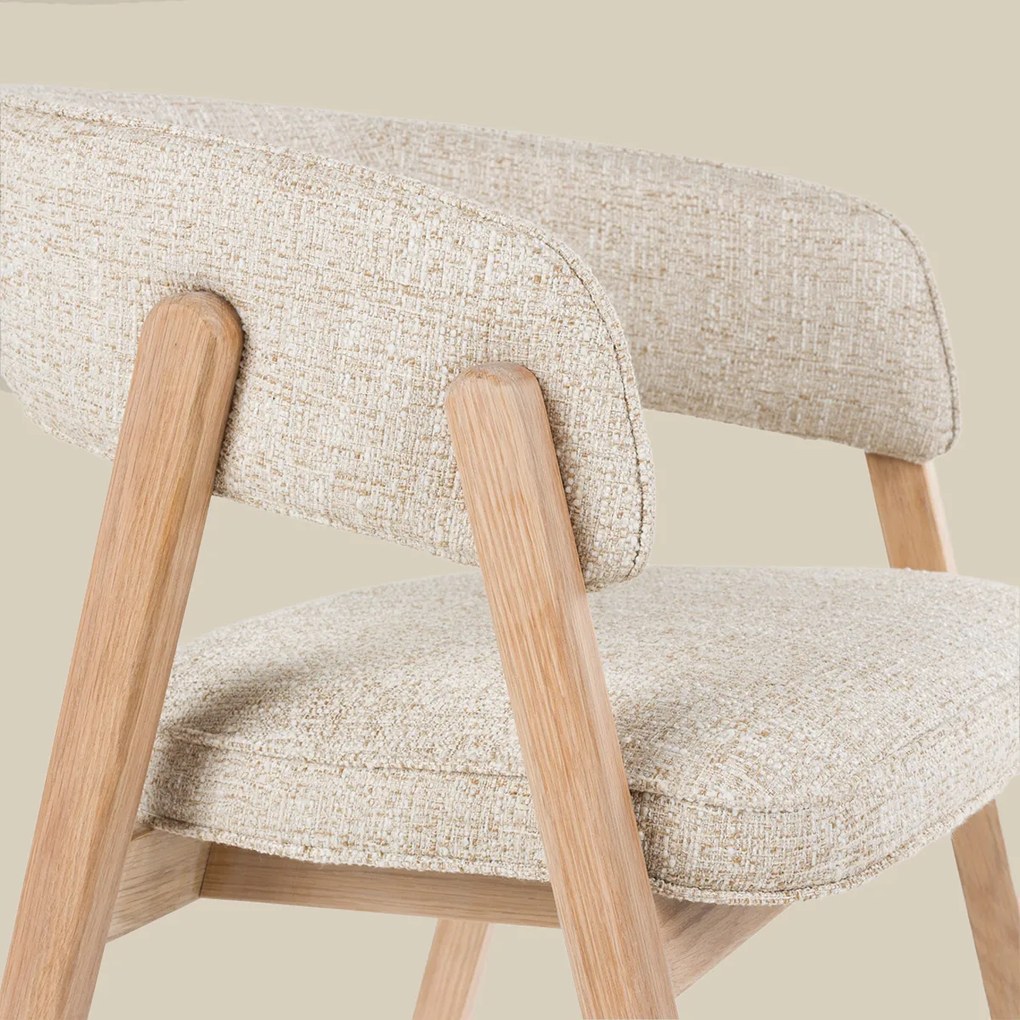 Eiken Eetkamerstoel Met Armleuningen Beige