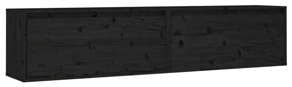 vidaXL Wandkasten 2 st 80x30x35 cm massief grenenhout zwart
