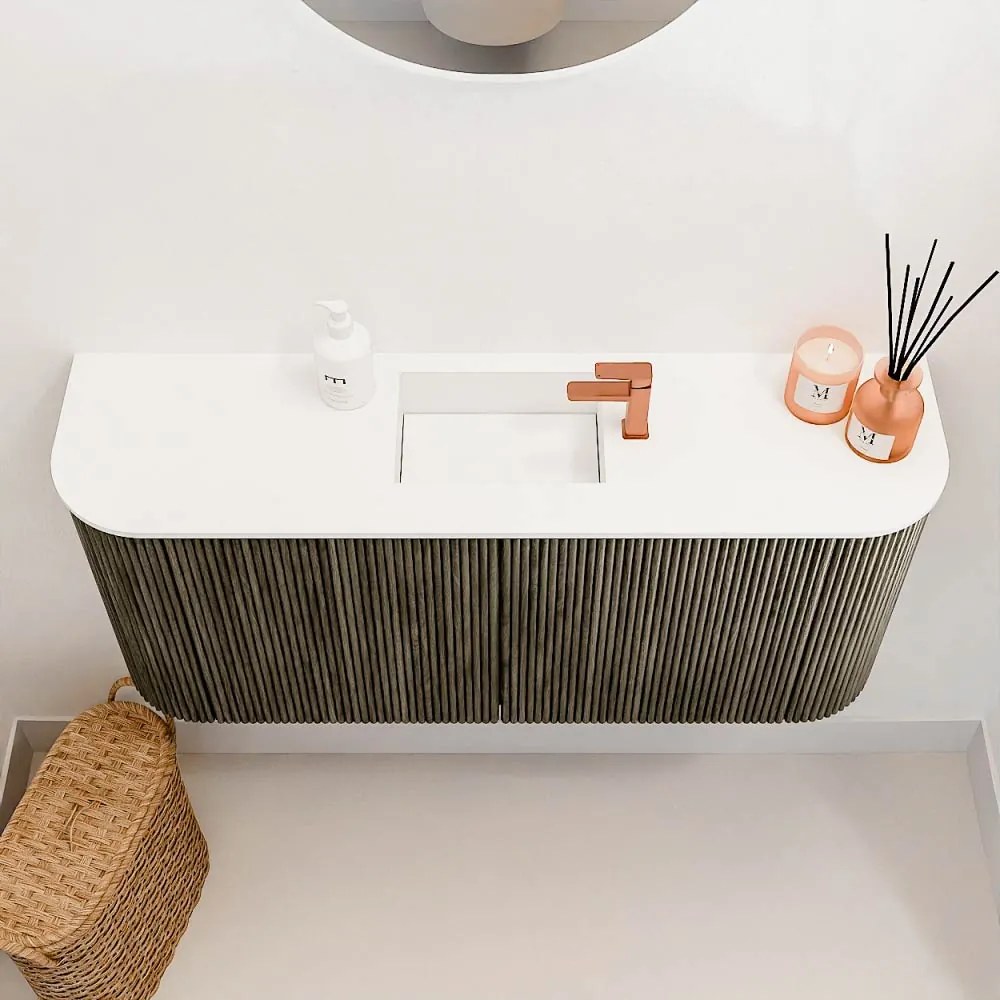 Mondiaz Joya 95cm toiletmeubel ronding links/rechts shadow met wastafel faye midden 1 kraangat talc