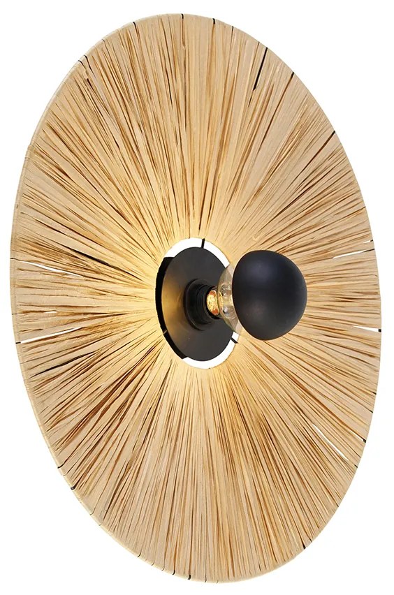 Landelijke wandlamp zwart met touw 60 cm - Leia