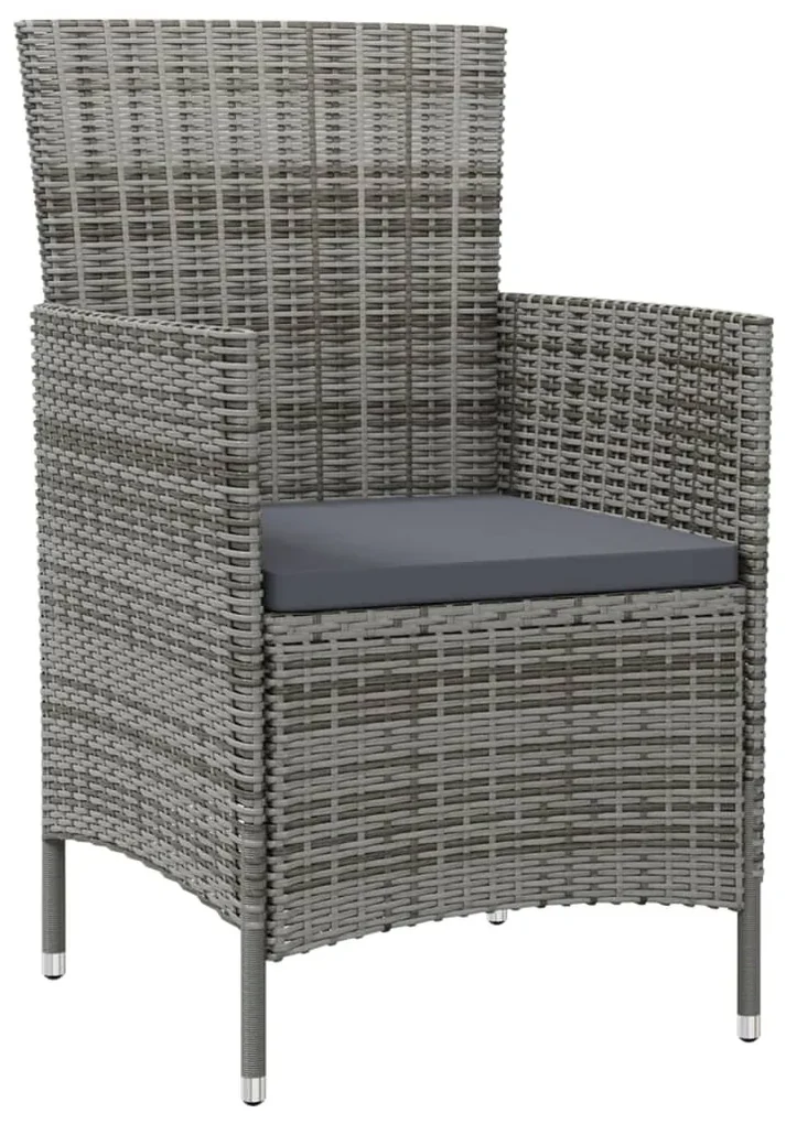 vidaXL Tuinstoelen 2 st met kussens poly rattan grijs