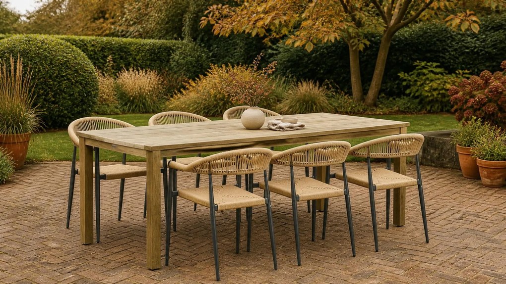 Tuinset 6 personen 210 cm Aluminium/Rope Taupe De Laan Projects