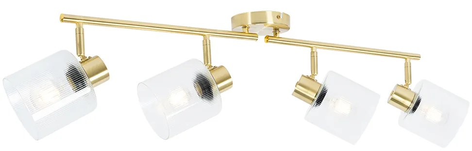 Plafondspot goud met glas 4-lichts verstelbaar - Laura