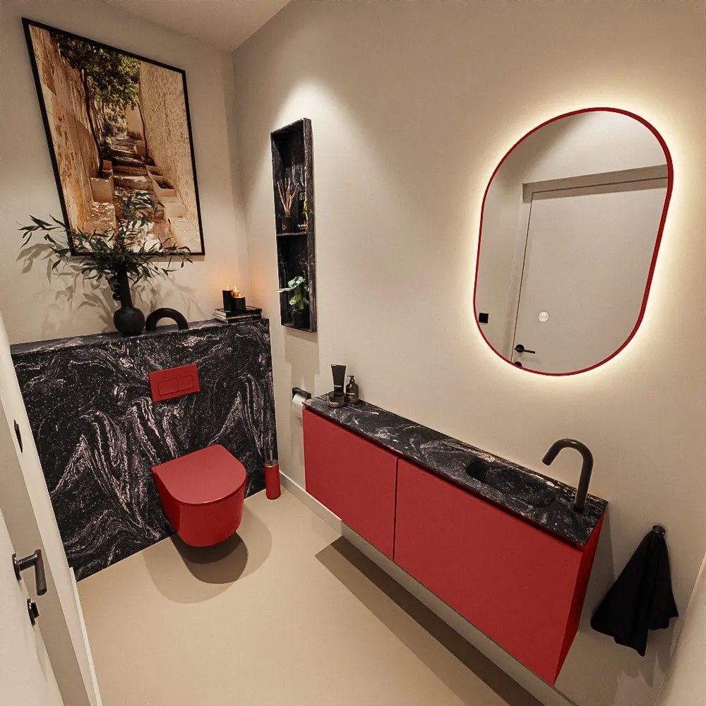 Mondiaz Ture DLux toiletmeubel 120cm fire met wastafel lava rechts met kraangat