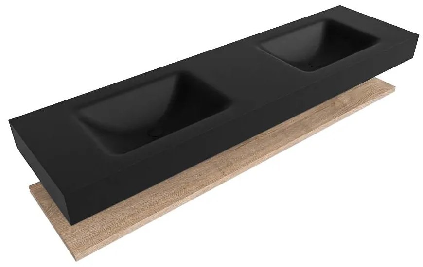 Zaro Alan badmeubel 170cm met planchet washed oak en vrijhangende wastafel cloud dubbel zonder kraangat urban