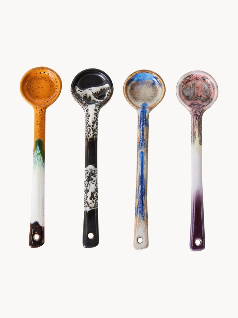 Handgemaakte lepels Reactive Glaze 70's, 4-delig
