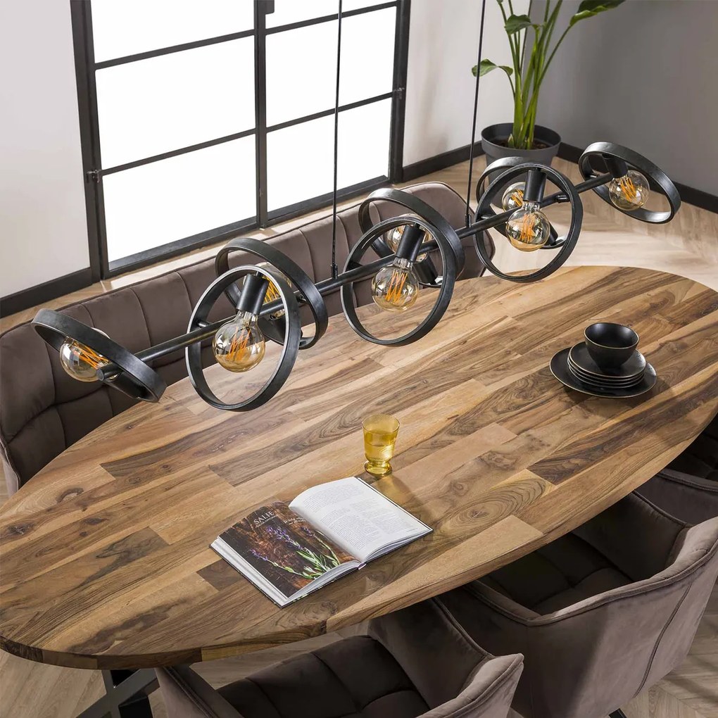 Grote Hanglamp Metalen Ringen Zwart