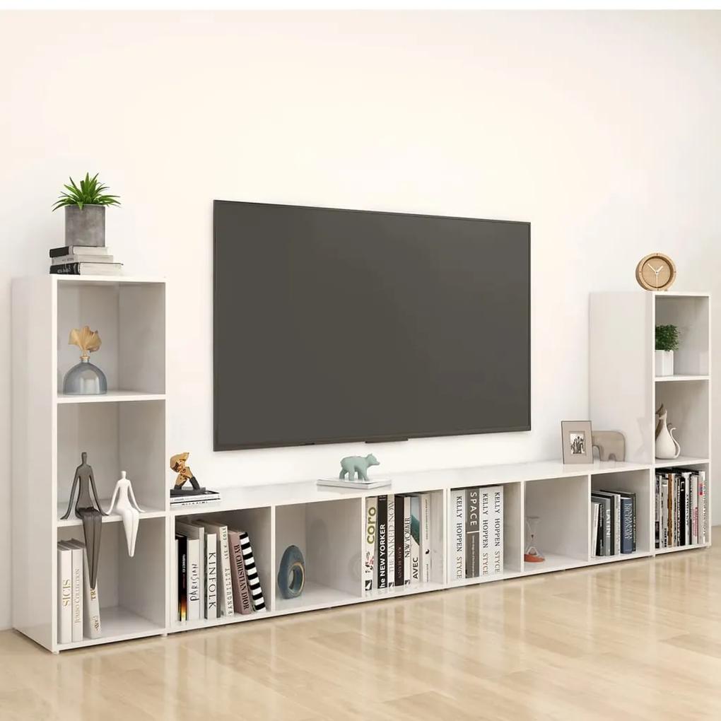 vidaXL Tv-meubelen 4 st 107x35x37 cm spaanplaat hoogglans wit