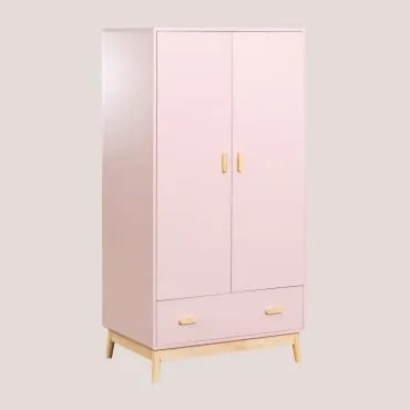 Kast Met Lade In Mdf En Grenenhout Tom Kids Roze – Hazelnoot - Sklum