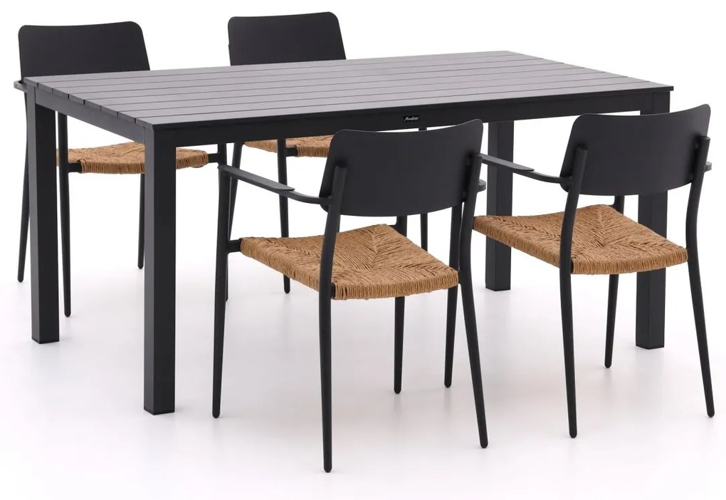 + 15% kassakorting | Diningset Bellagio  | 4 personen aluminium | Tuinset stapelbaar | 5-delig | Kees Smit Tuinmeubelen