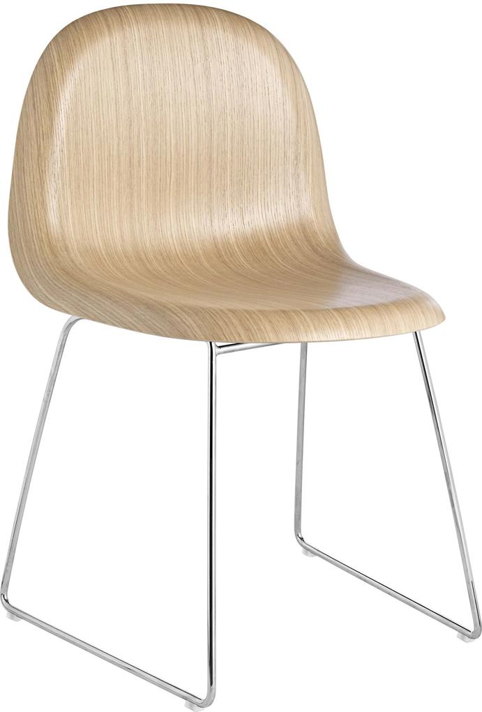 Gubi Gubi 3D Wood Sled stoel met chroom onderstel