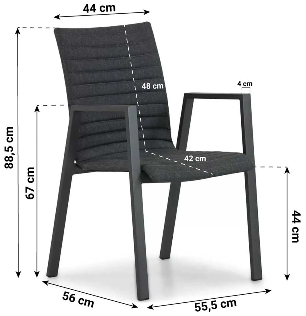 Tuinset 6 personen 220 cm Aluminium/textileen Grijs Osmen Joliet/Yoko