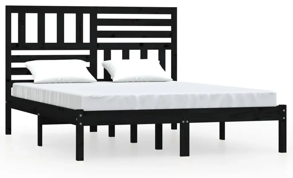 vidaXL Bedframe massief grenenhout zwart 120x190 cm 4FT small double