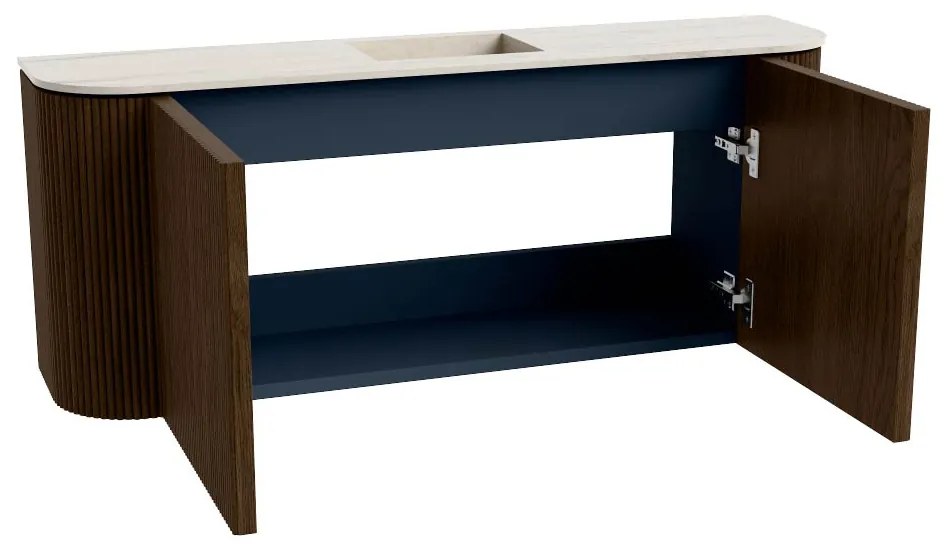 Mondiaz Joya DLux 105cm toiletmeubel ronding links/rechts walnut met wastafel faye midden zonder kraangat meli