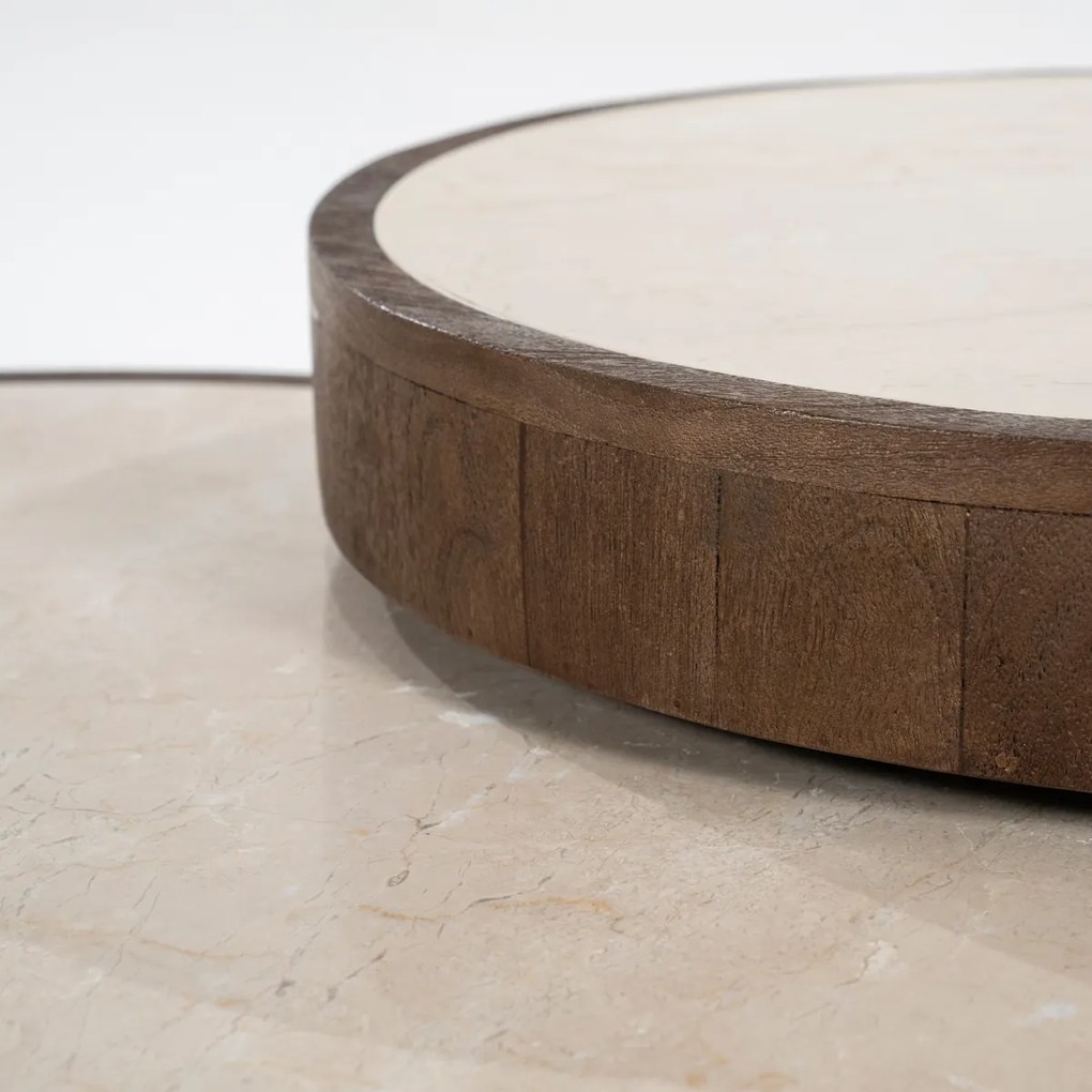 Hout En Marmer Salontafel Set Rond