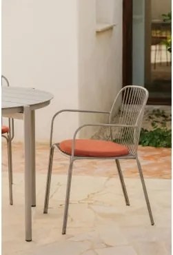 Pack Van 2 Tuinstoelen Met Armleuningen Van Staal Anerina Moka Bruin & Terracota - Sklum