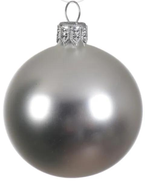 4 Glazen kerstballen mat 10 cm zilver