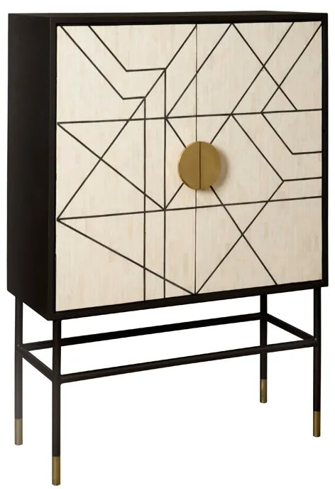 Renew Pisa Design Wandkast Zwart Wit - 100x40x140cm.